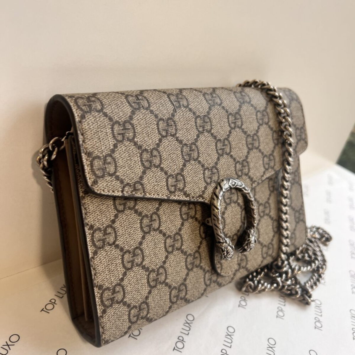 Gucci – Dionysus Mini Bag GG Supreme Monogram Beige