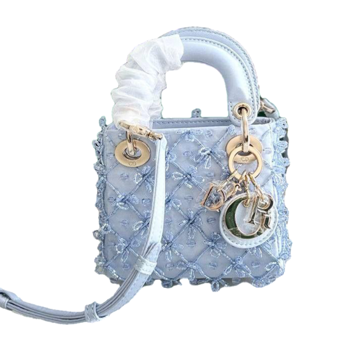 Dior – Lady Dior Micro Embroidered bag in blue