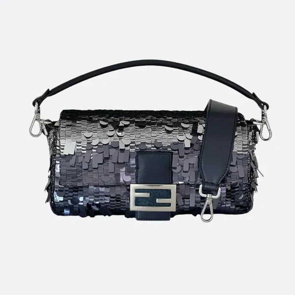 Fendi – Baguette Bag in Blue Leather with Sequins