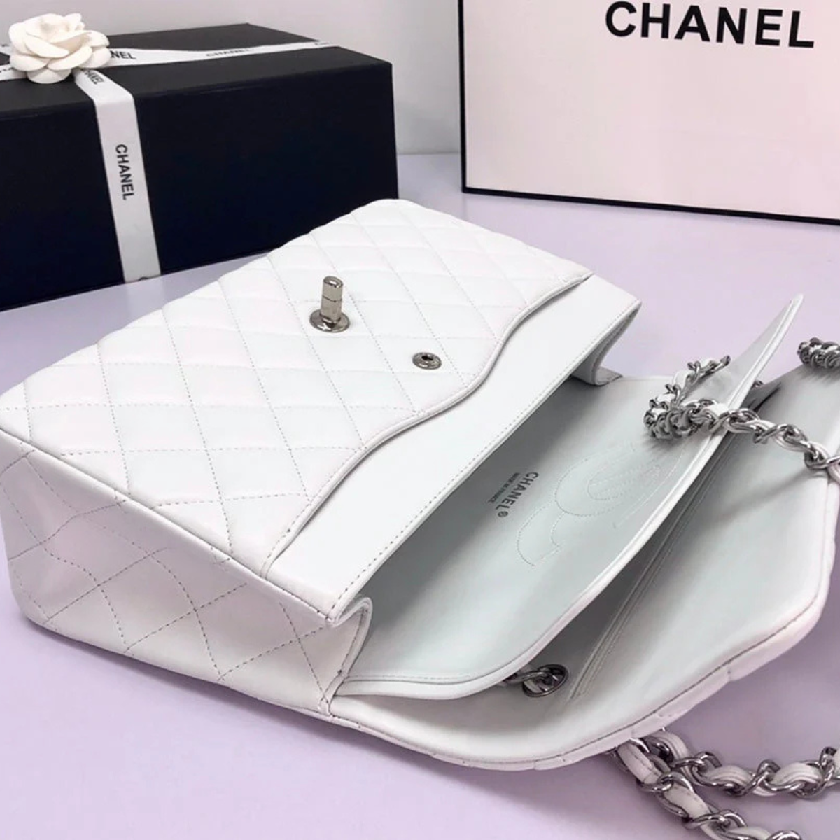 Chanel Classic Single Flap Bag – Off White